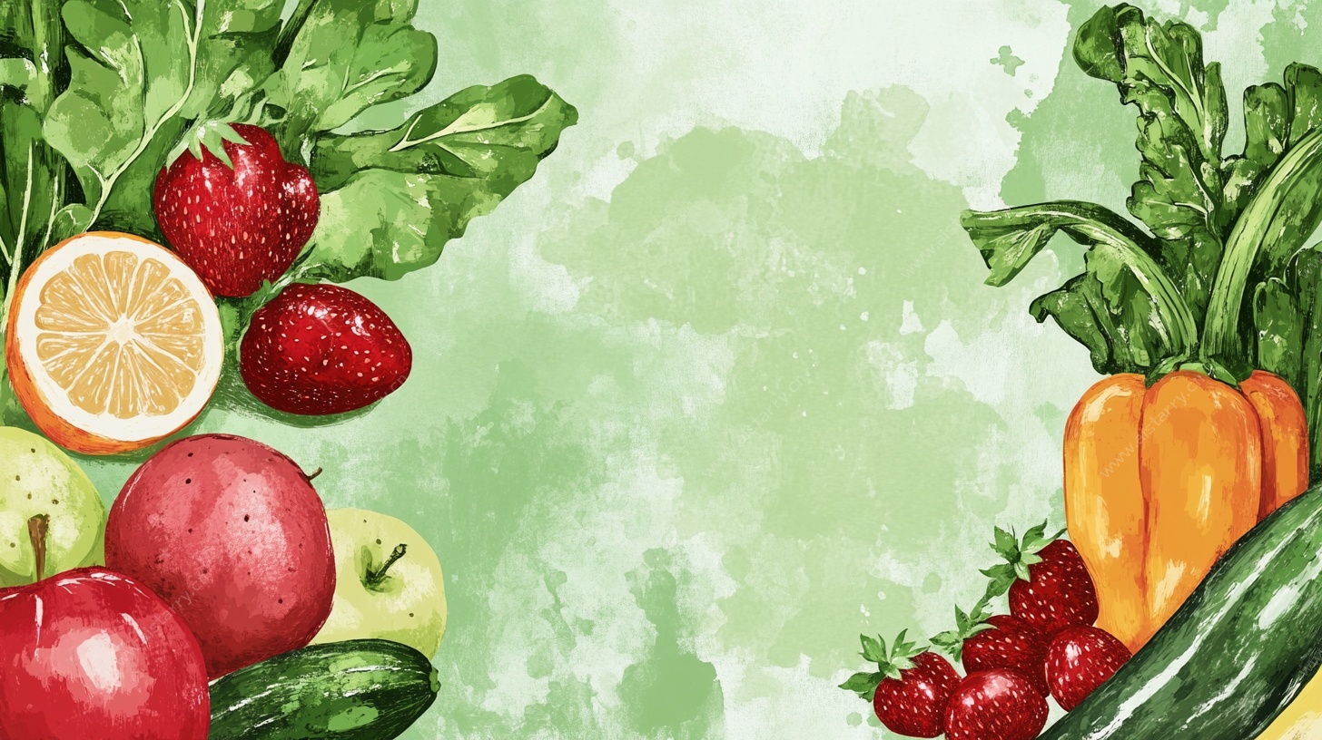清新蔬果插画背景图