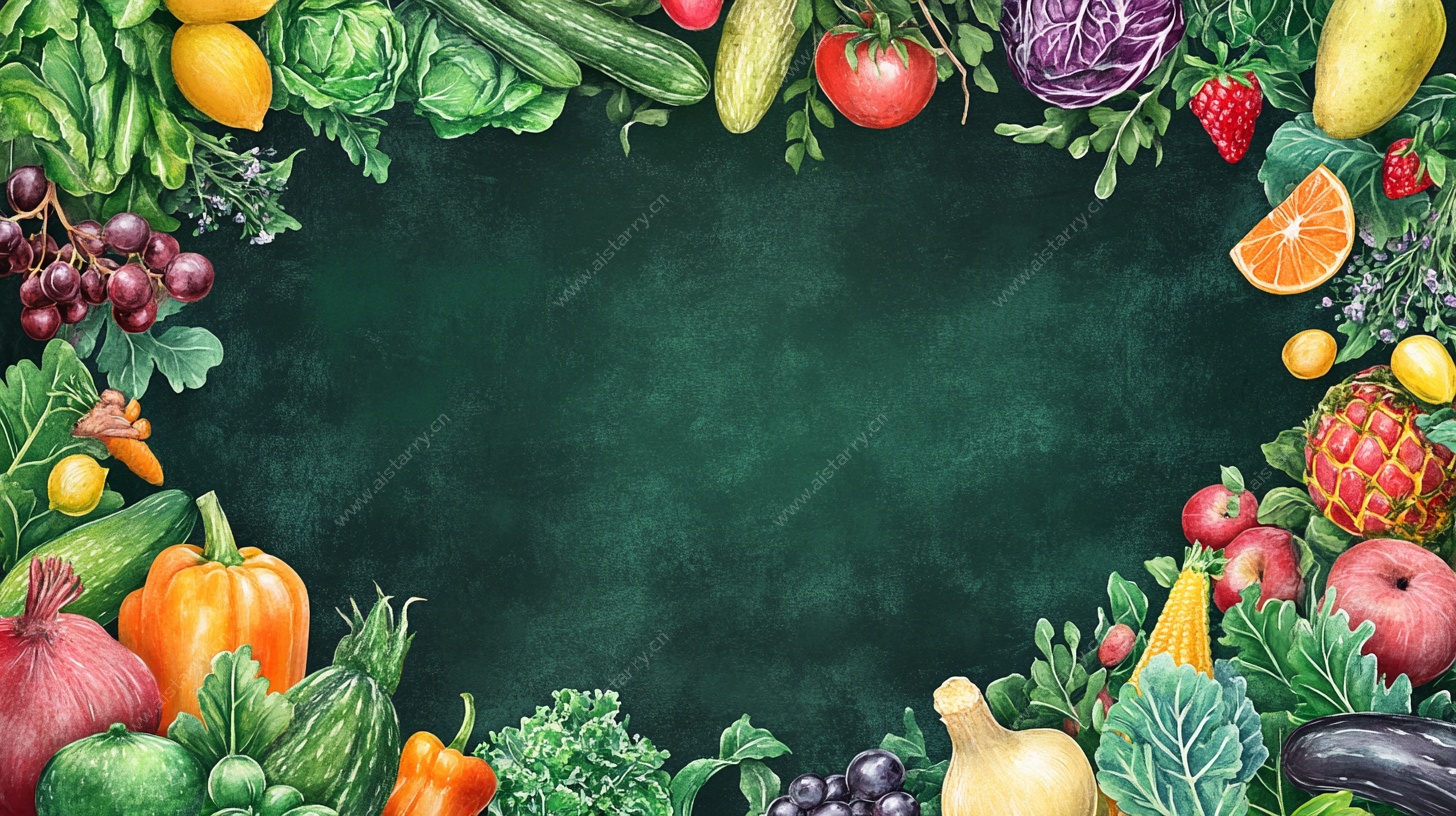 果蔬环绕的清新背景图