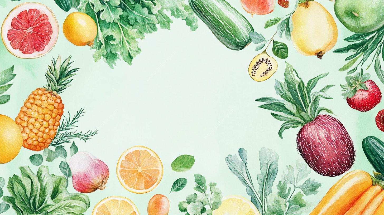 清新水彩风蔬果环绕图