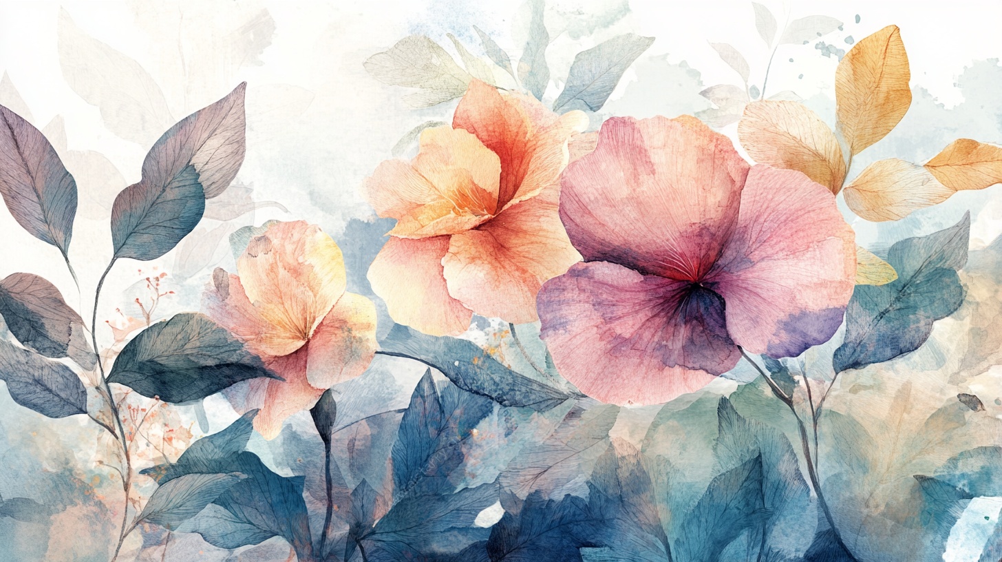 水彩花卉浪漫绘景