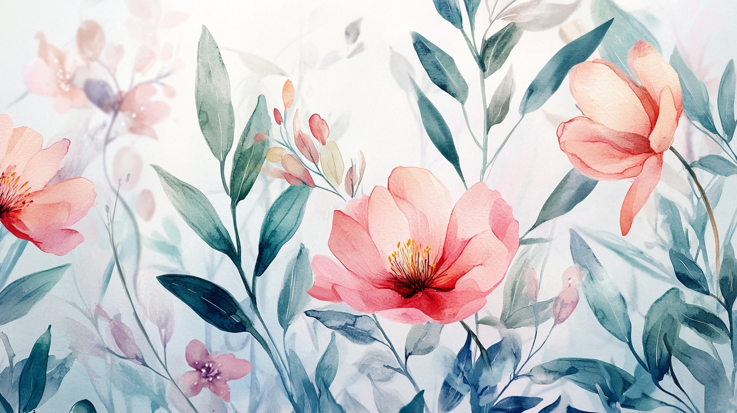 水彩花卉浪漫植物插画