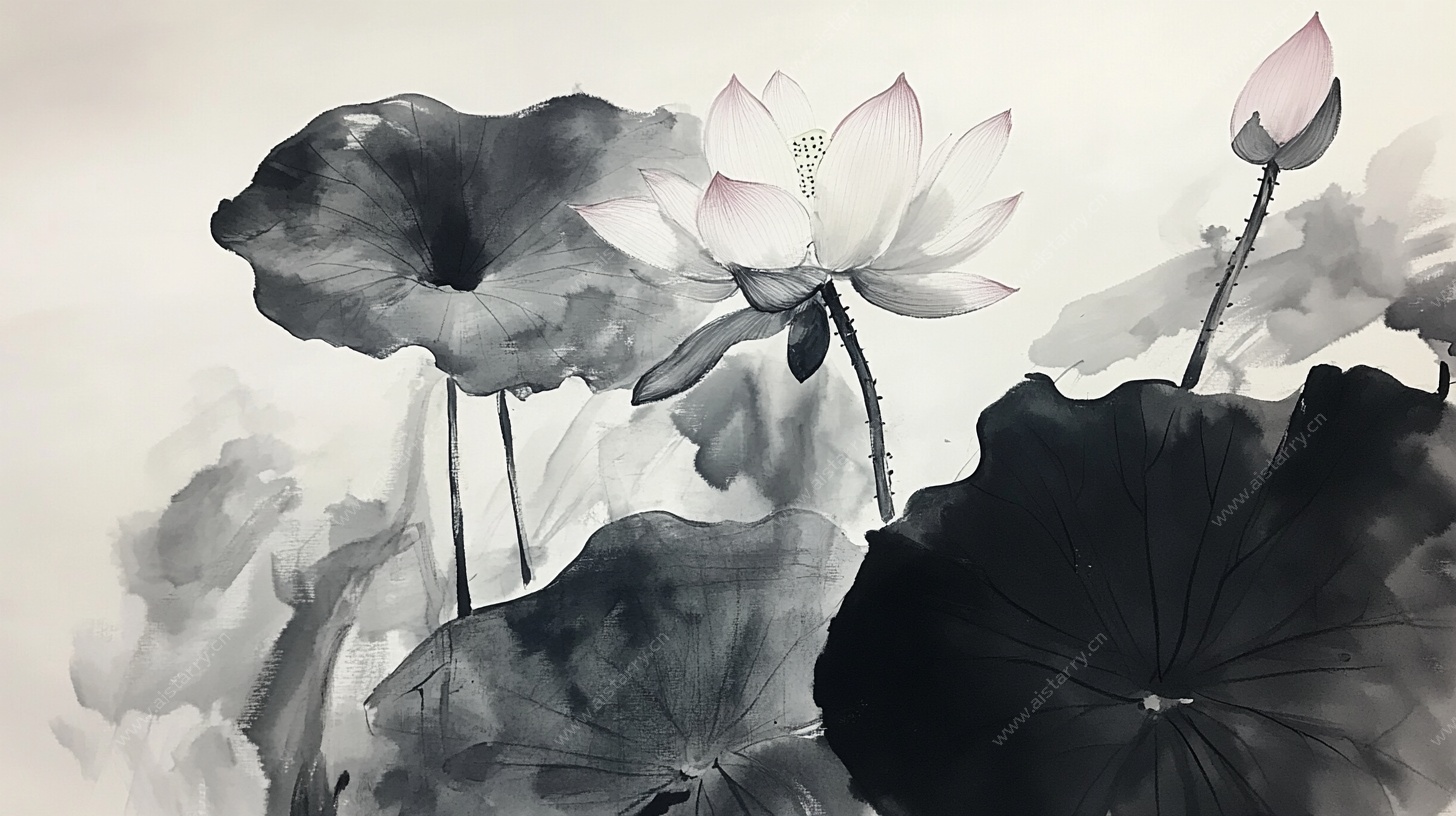 水墨荷花图