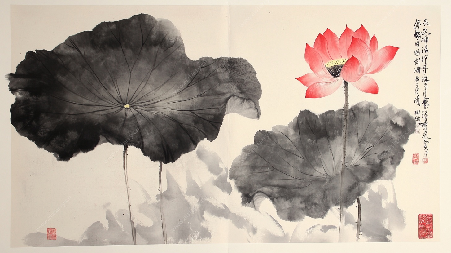 水墨荷花图