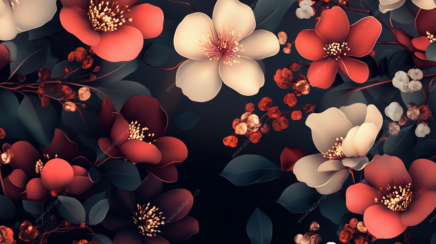 繁花簇拥的梦幻花卉图景