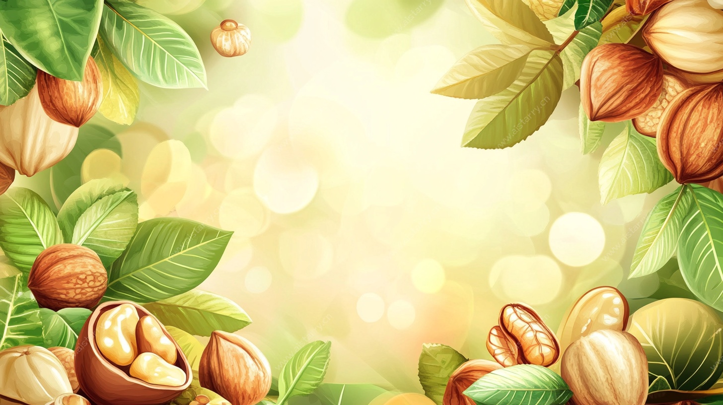 坚果绿叶背景图