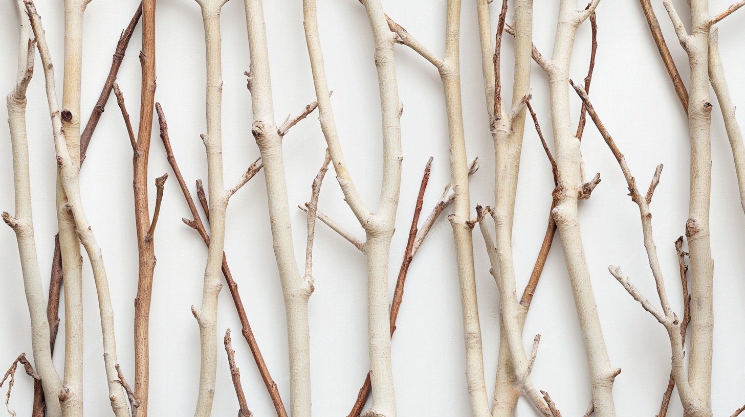 干树枝排列的简约装饰画面