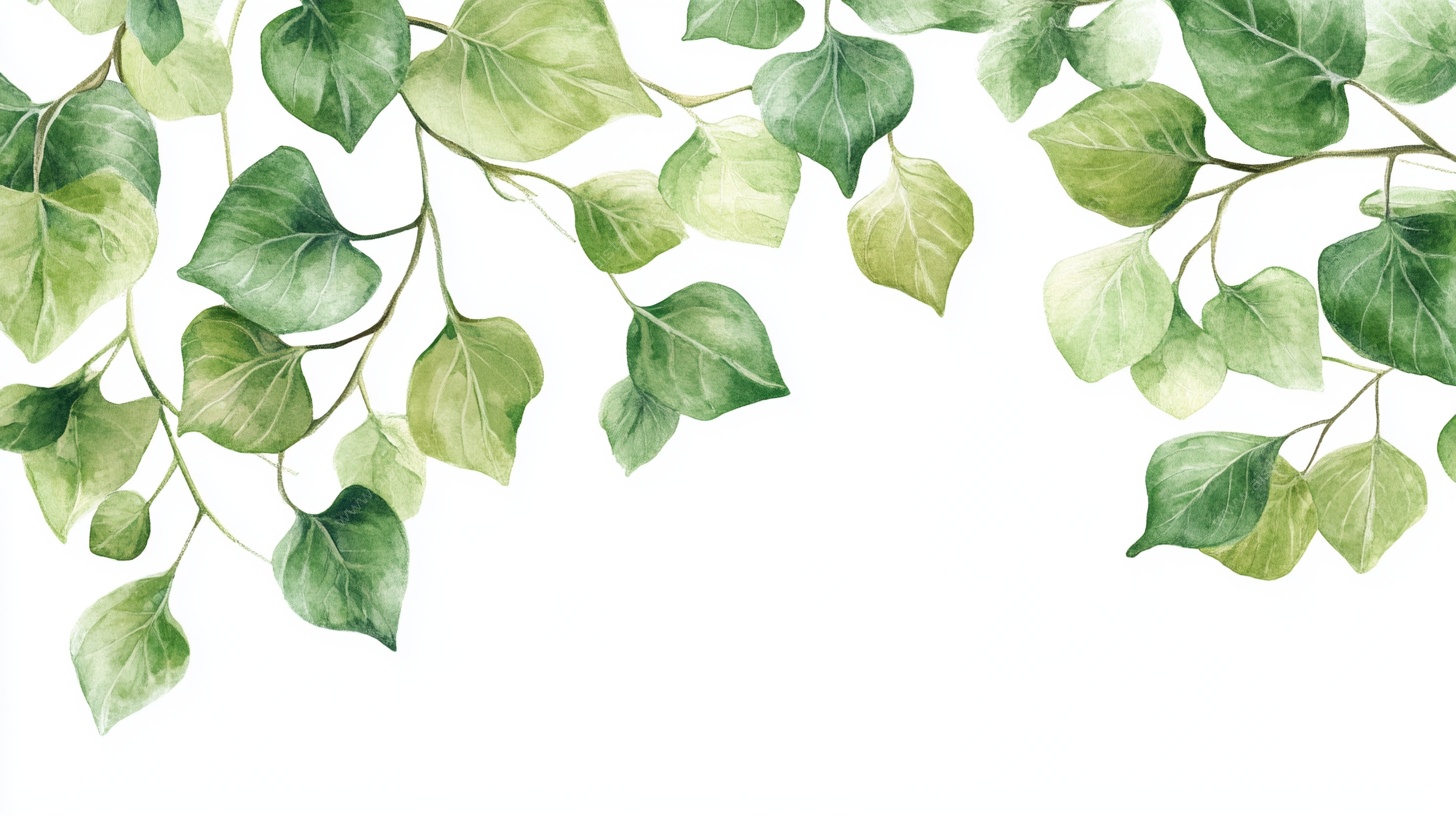 绿叶水彩边框插画