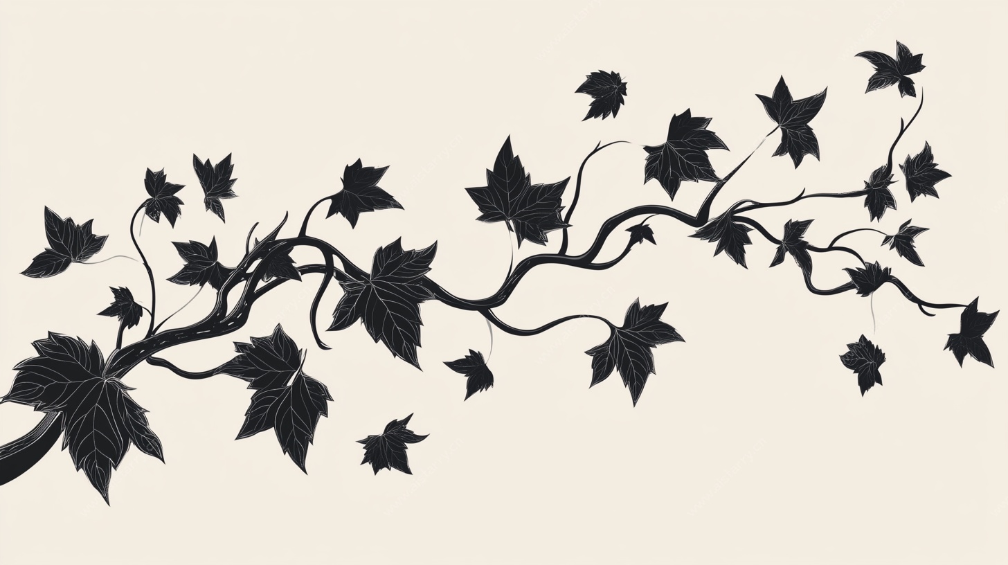 黑色藤蔓枝叶艺术图案