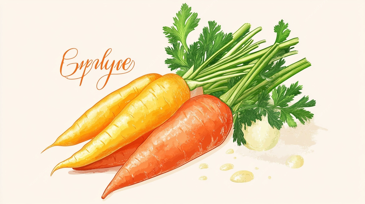 手绘多彩胡萝卜插画