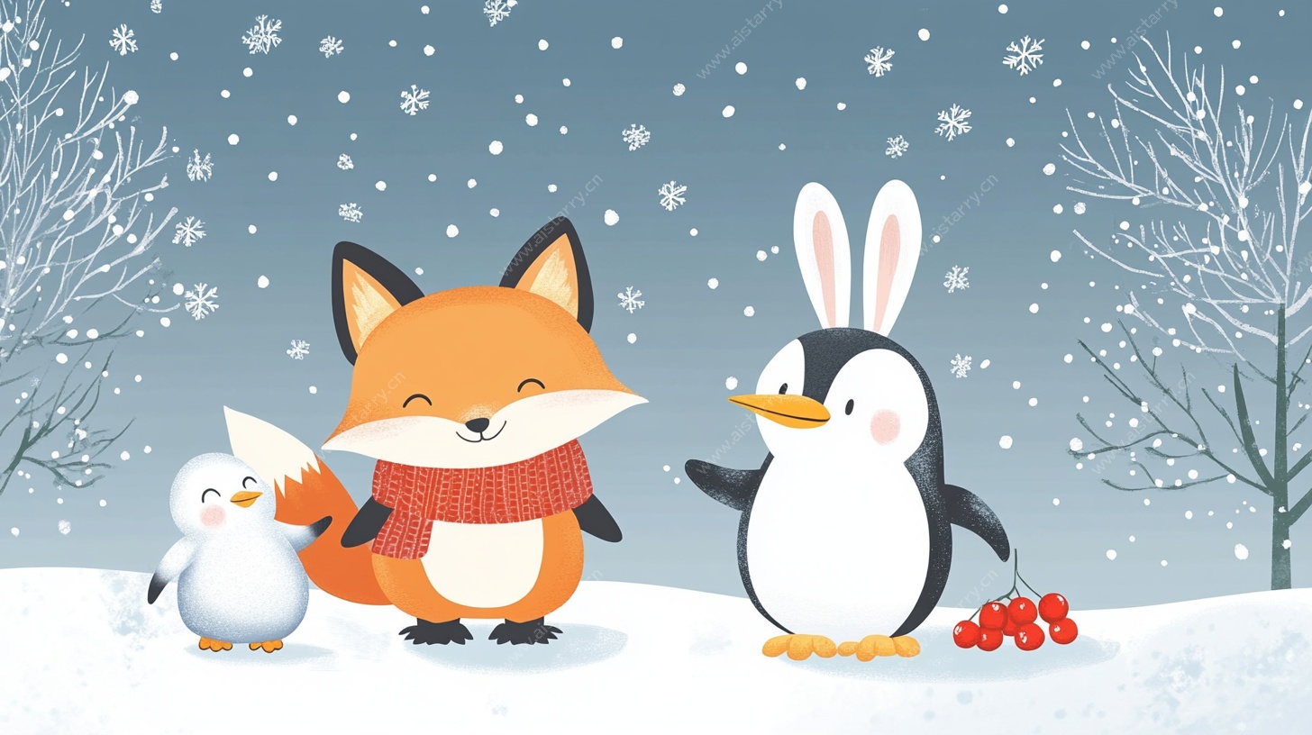 冬日动物欢聚图