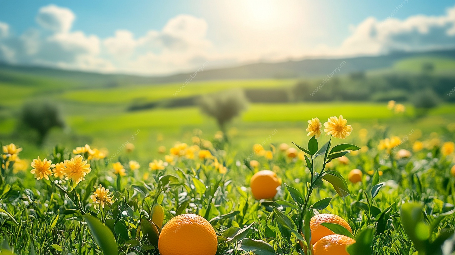 阳光橘园中的灿烂春光