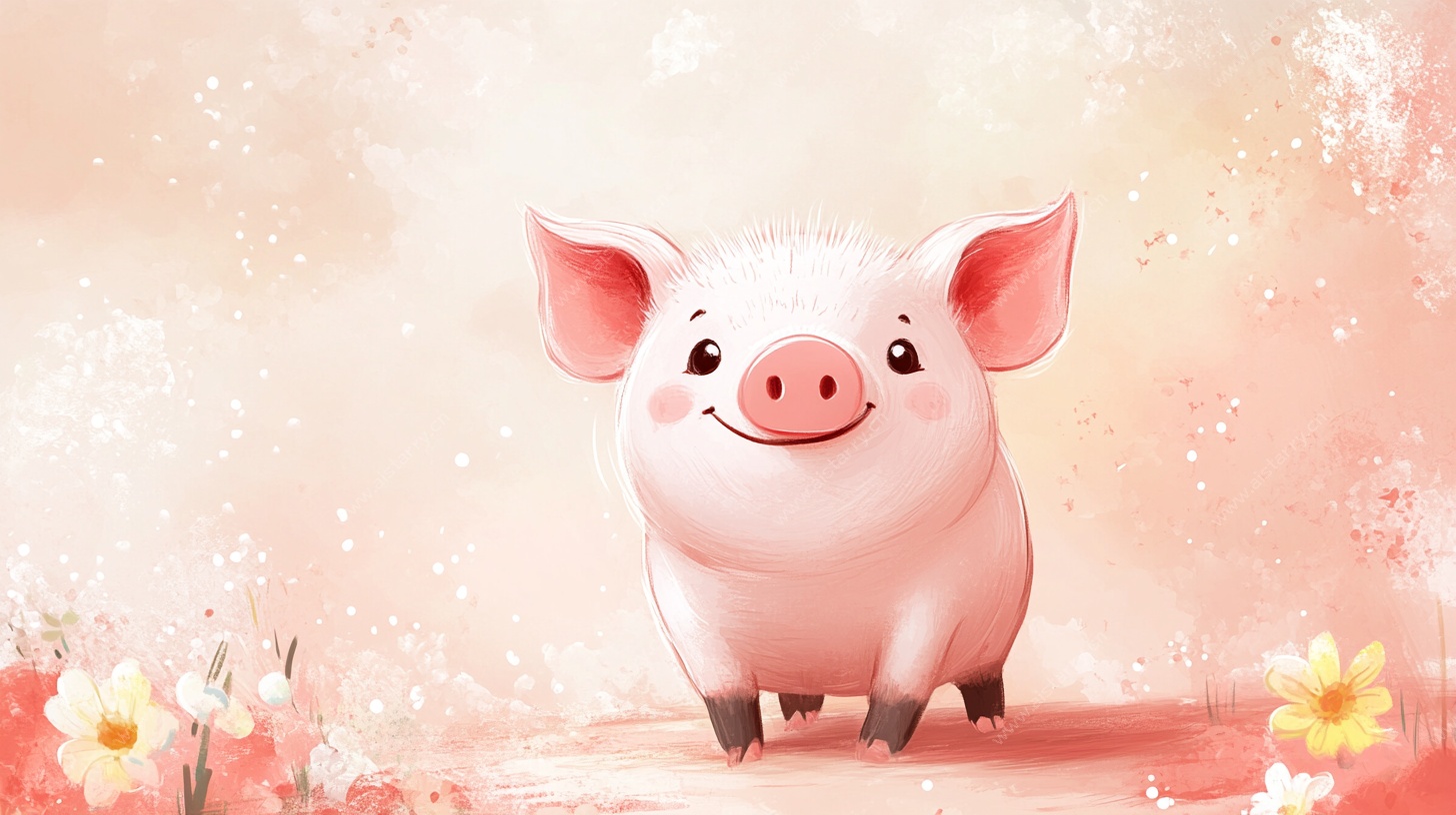 可爱小猪的春日浪漫图景