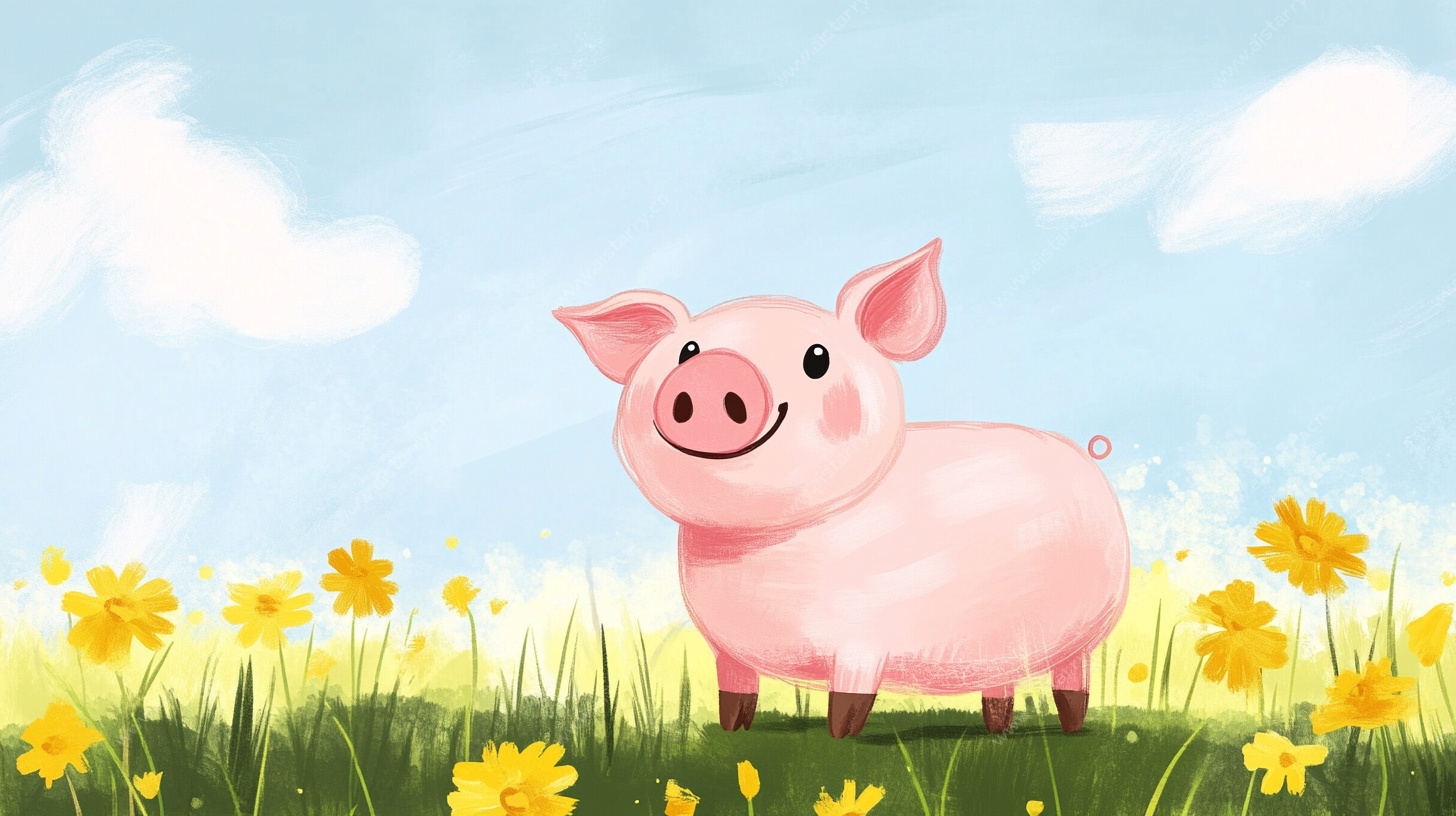 田野里的快乐小猪