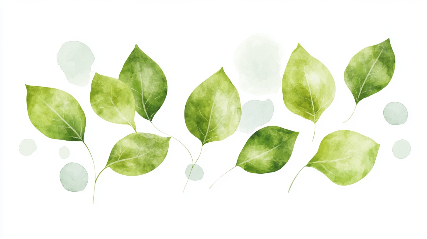 清新水彩绿叶装饰图案