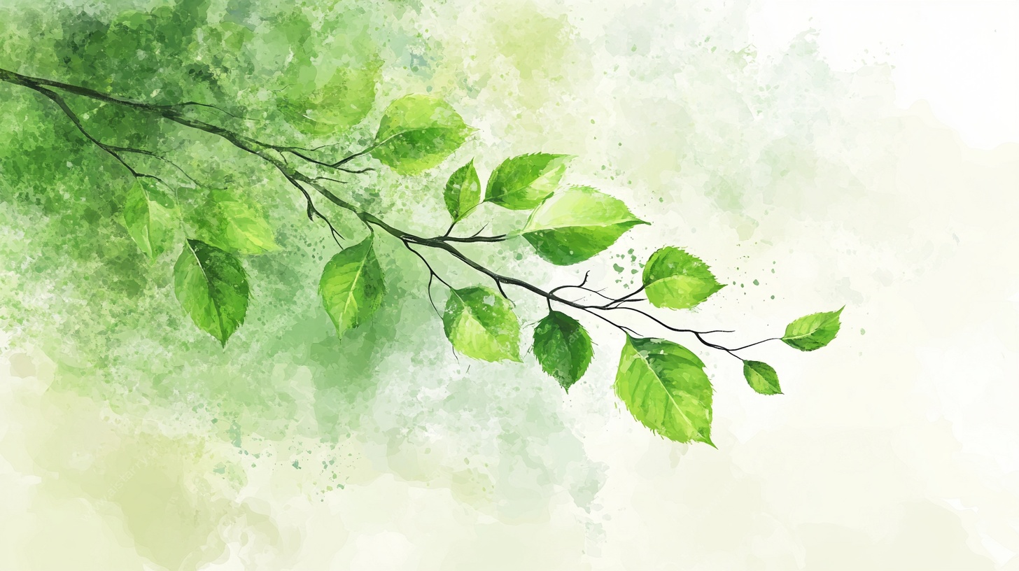 水彩绿枝清新图
