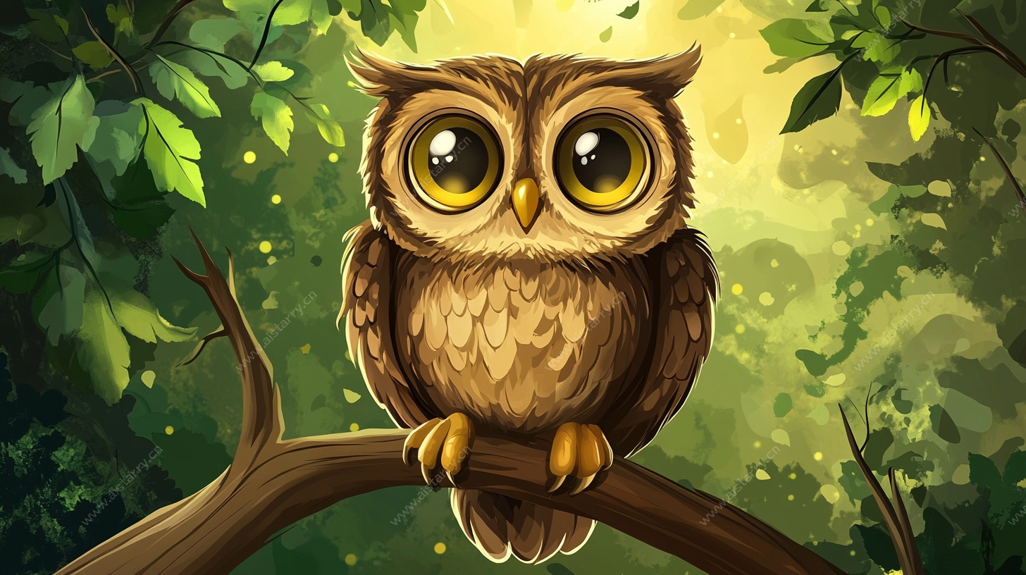 树枝上的可爱猫头鹰
