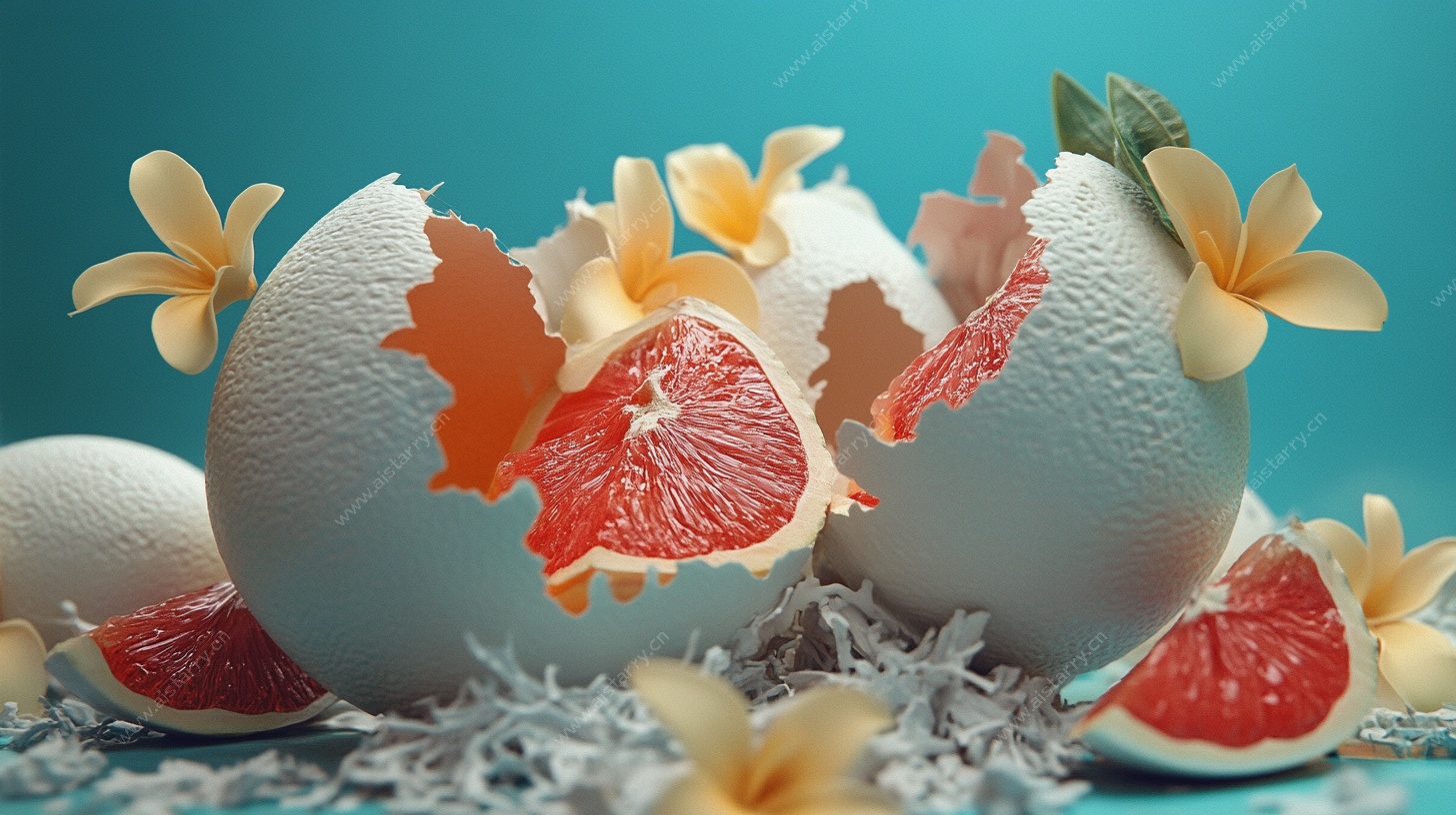 破蛋壳中的西柚创意画面