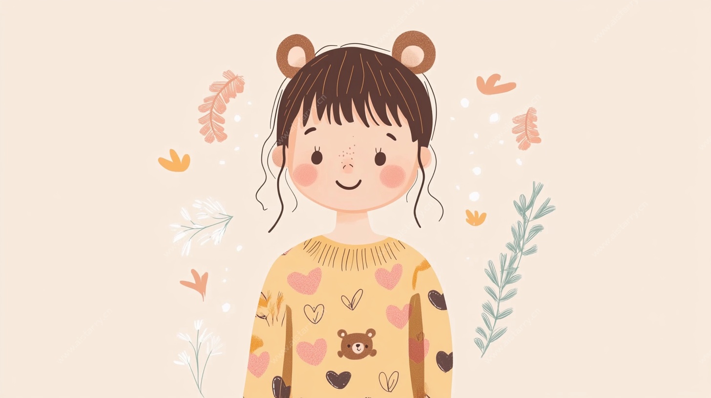 可爱小熊女孩插画