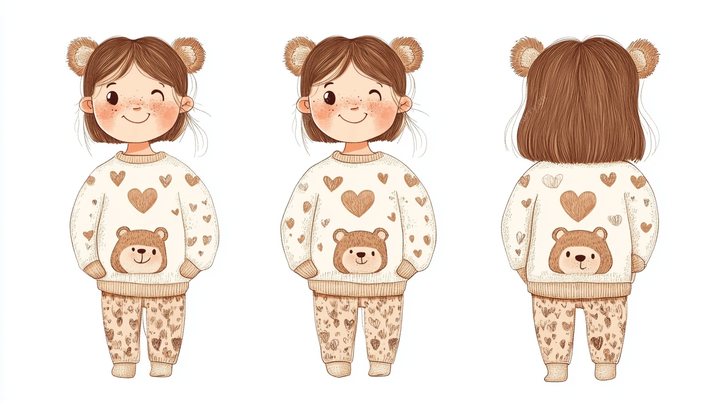 卡通女孩服饰三视图