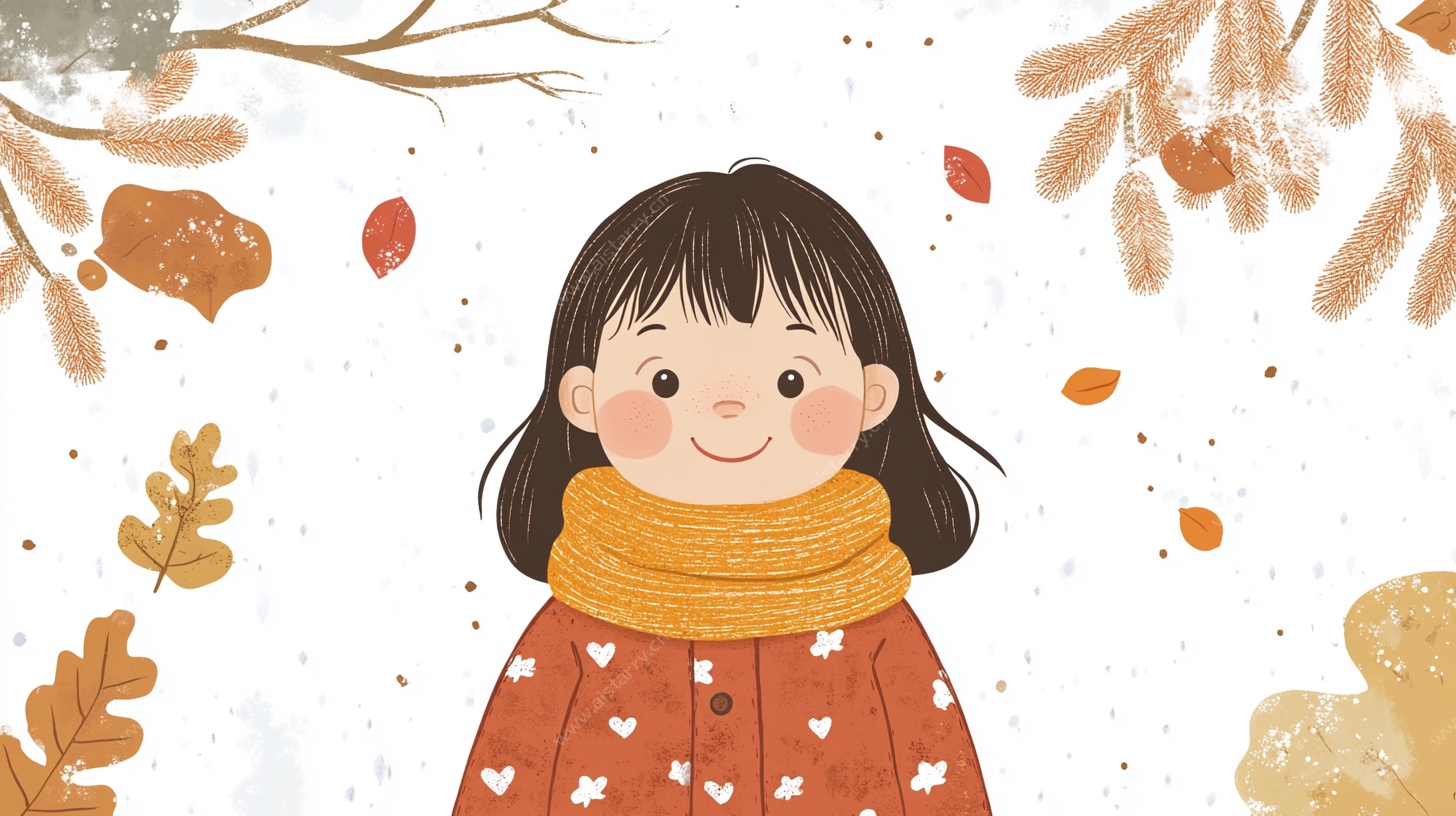 冬日微笑女孩的温馨场景