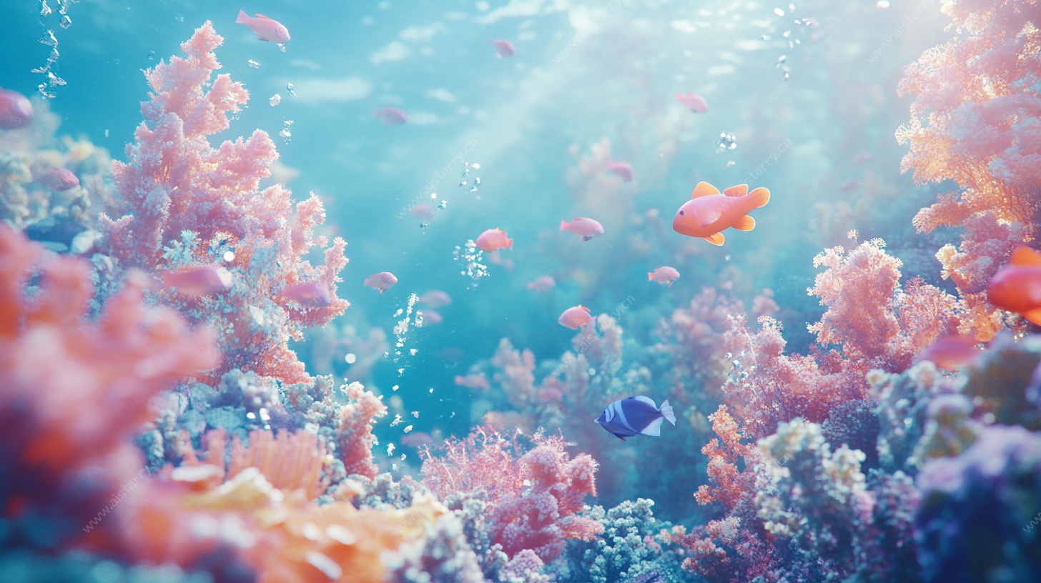 梦幻海底珊瑚与游鱼世界