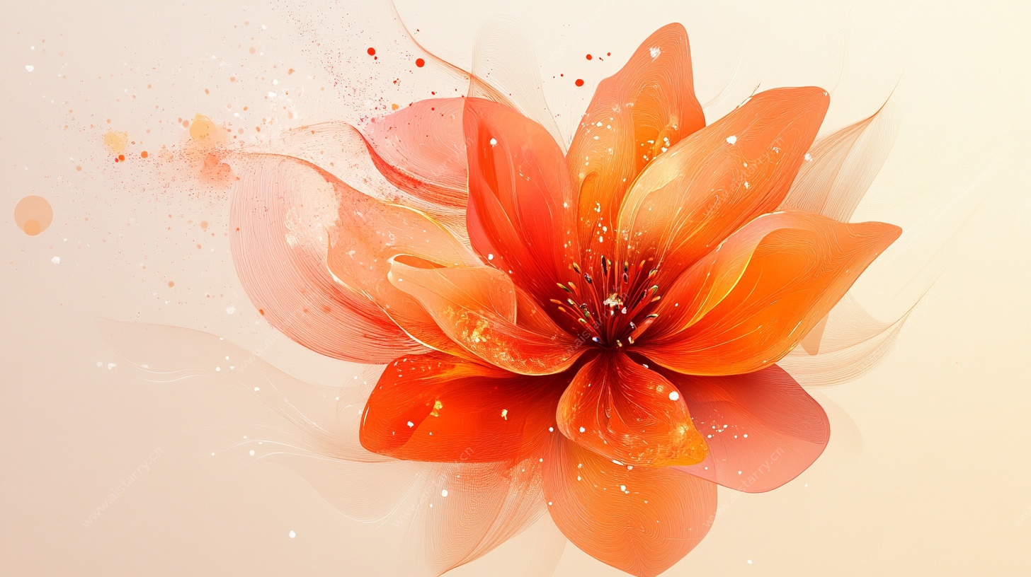 橙色梦幻花朵艺术插画