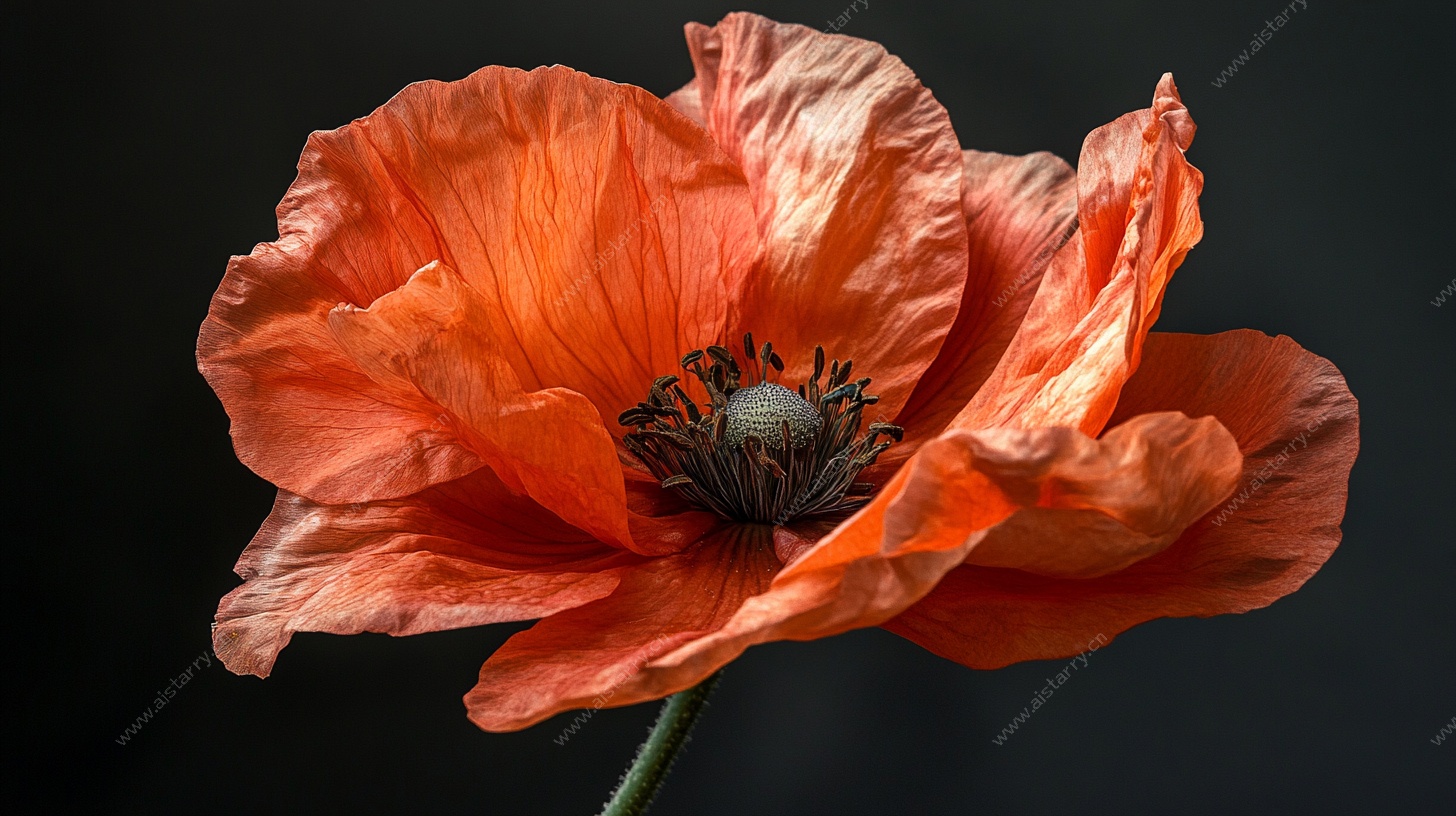 橙艳罂粟花特写
