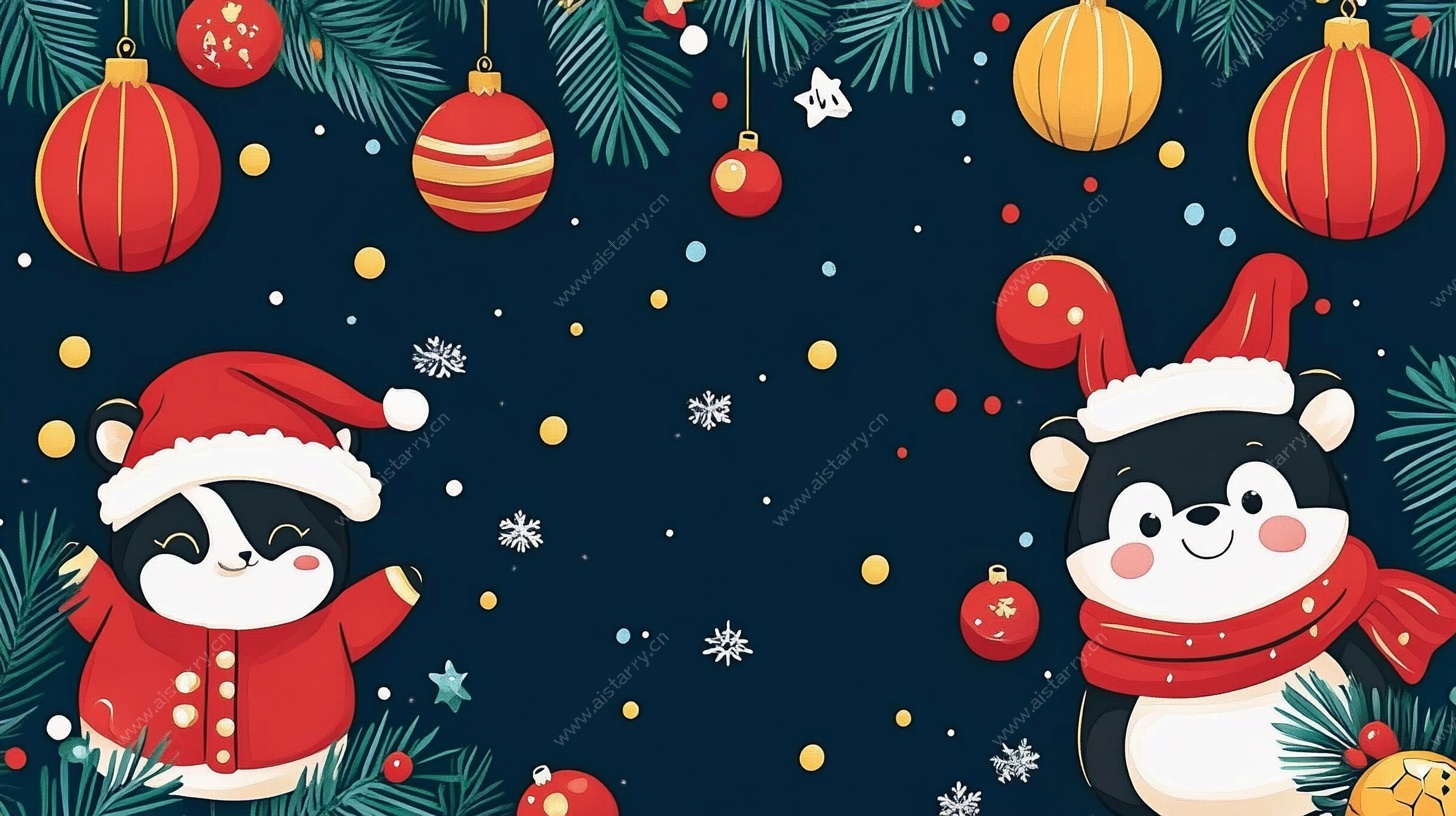 圣诞企鹅节日装饰插画