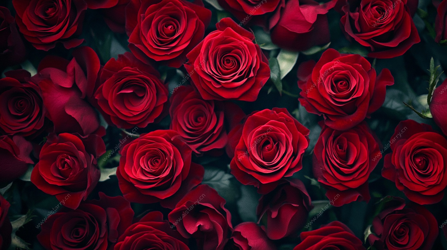 红玫瑰浪漫花簇背景图