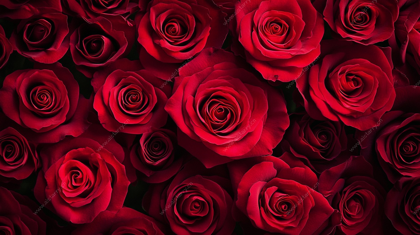 红玫瑰浪漫簇拥画面