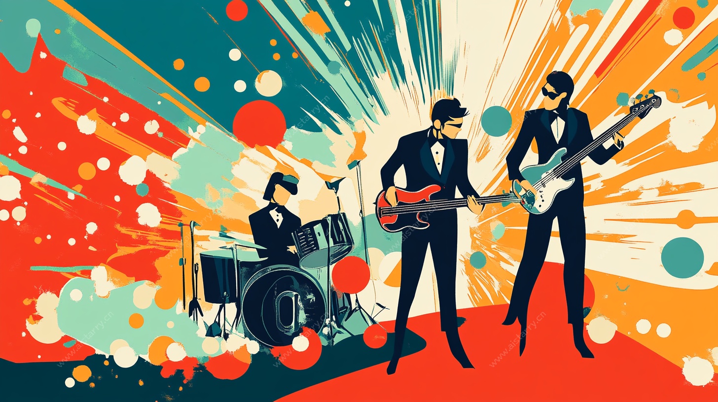 复古摇滚乐队激情演奏画面