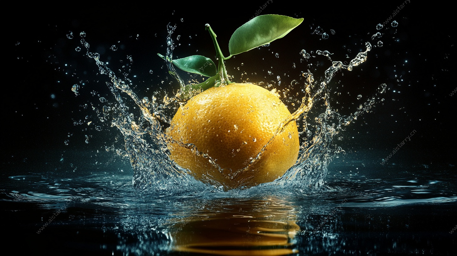 柠檬入水瞬间精彩画面