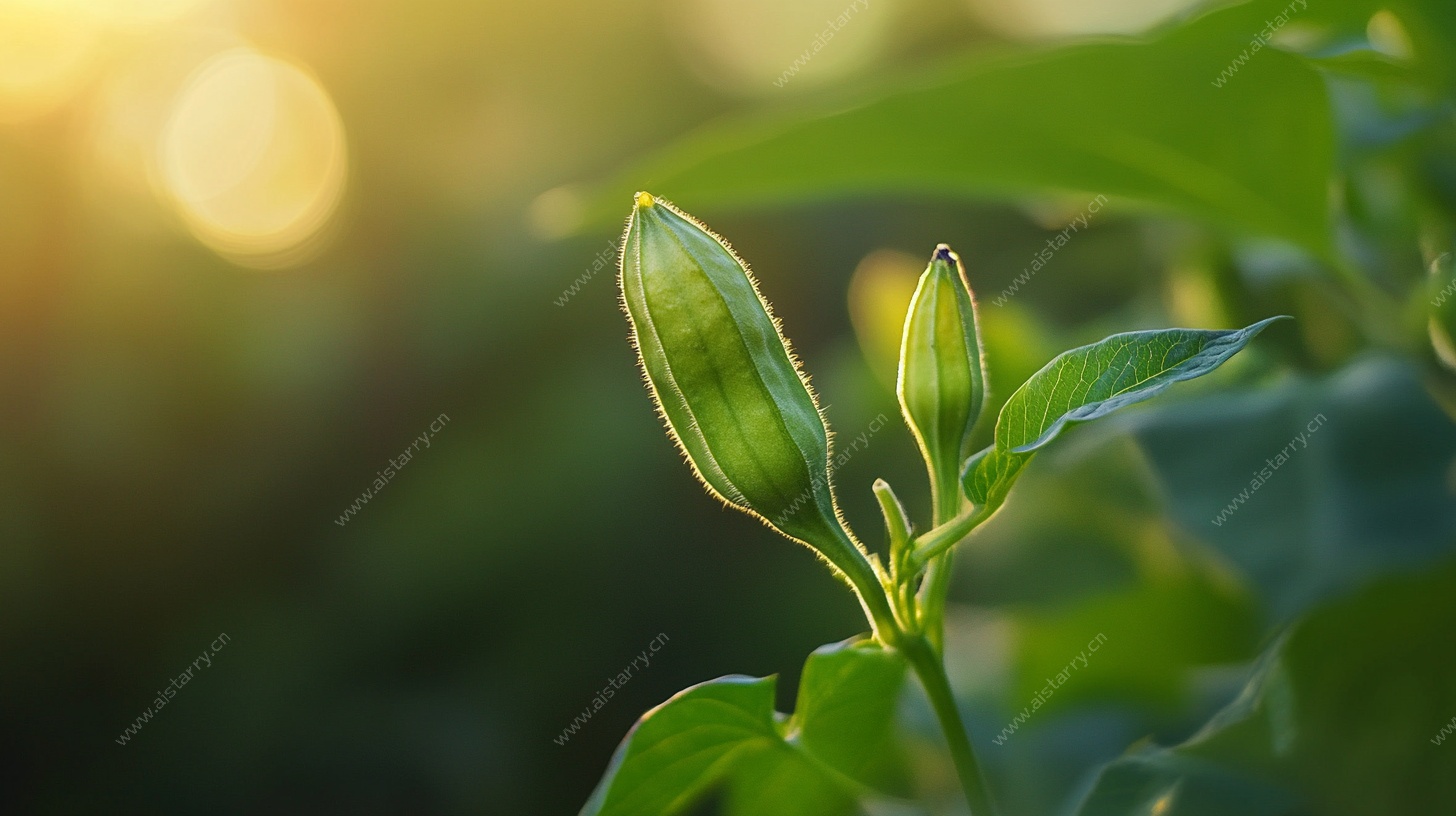 阳光下的嫩绿植物新芽