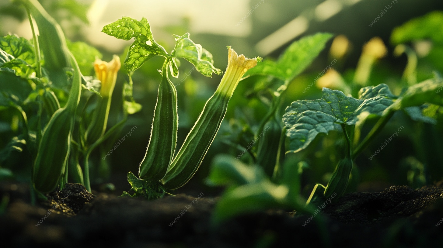 阳光下的嫩黄瓜植株