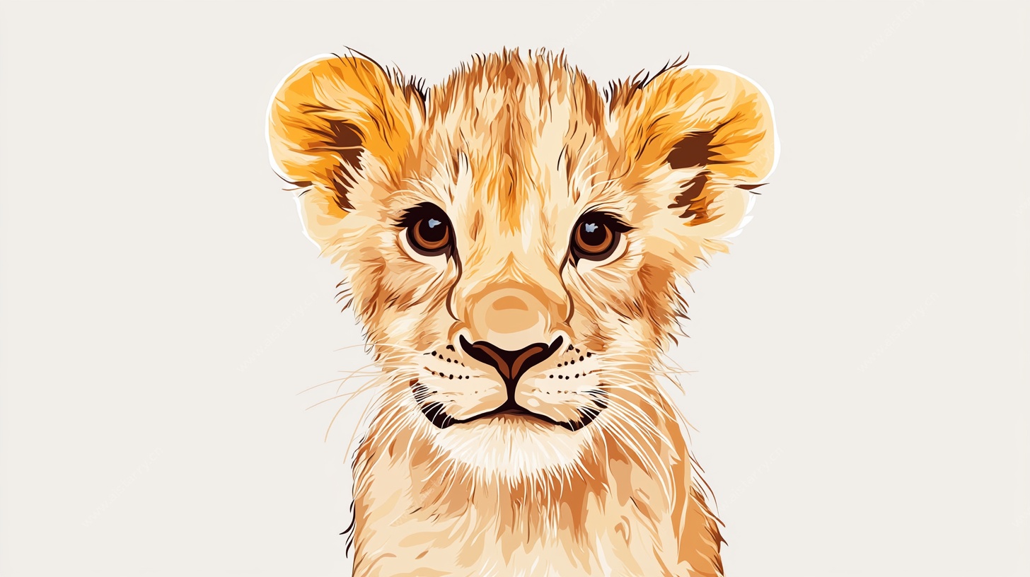 可爱小狮子头像插画