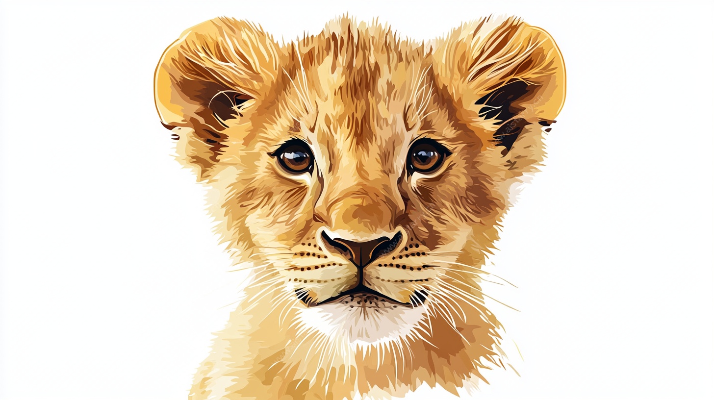 可爱小狮子插画特写