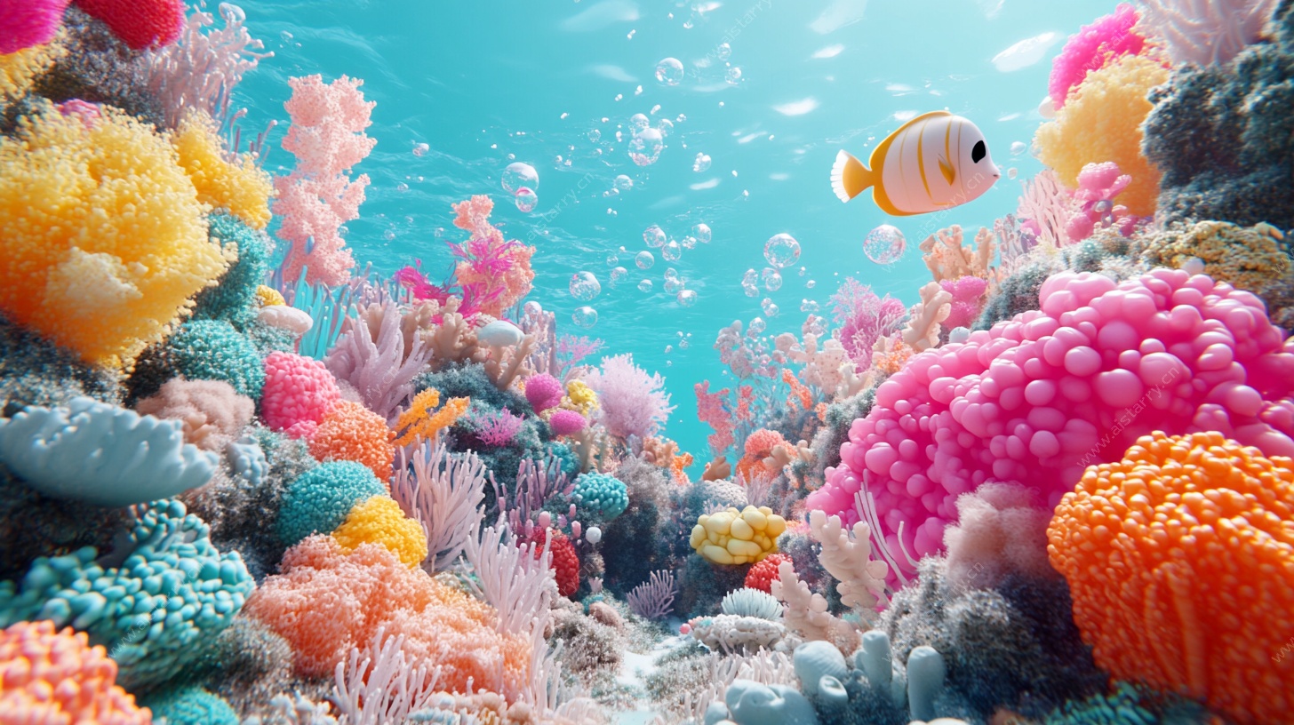 梦幻海底珊瑚与小鱼世界