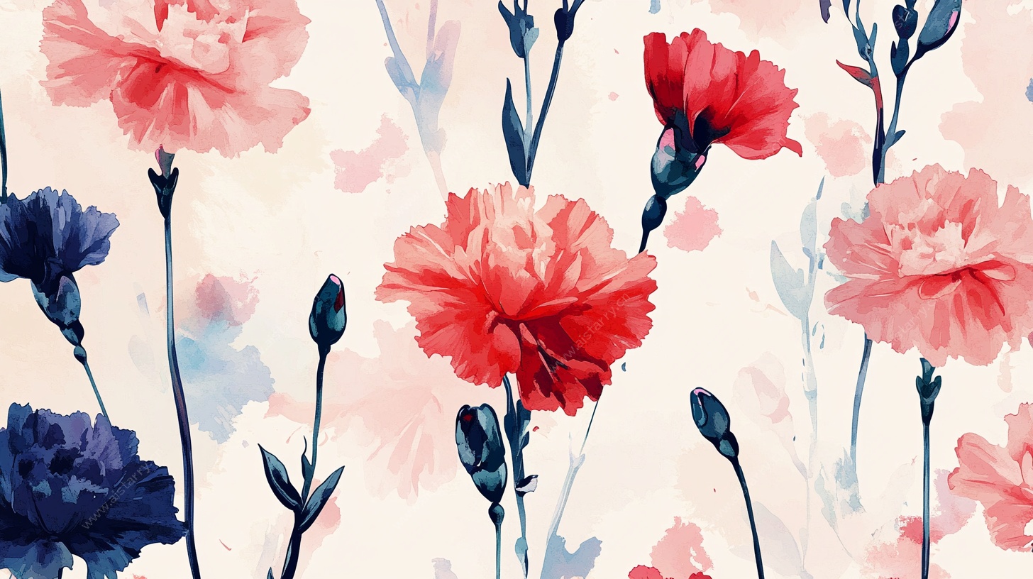 水彩风康乃馨花卉图案