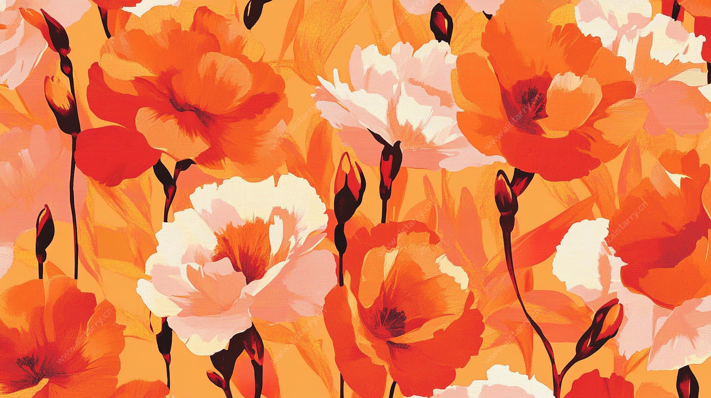 橙白花卉图案背景图