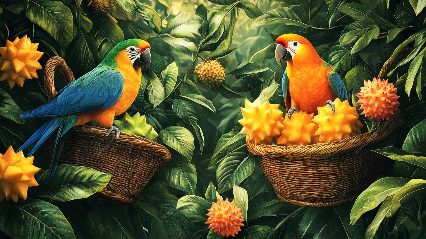 鹦鹉与水果的丛林奇遇