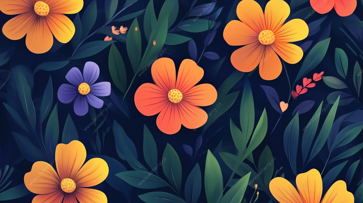 繁花满布的梦幻植物图案