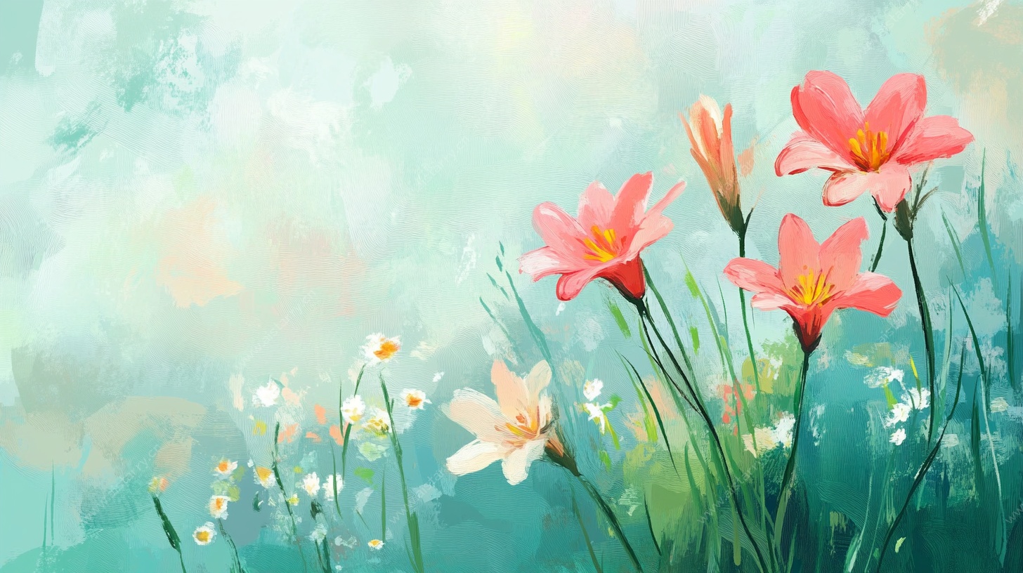 梦幻花卉水彩插画