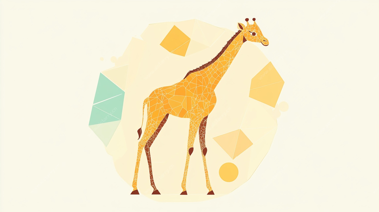 卡通长颈鹿几何背景插画