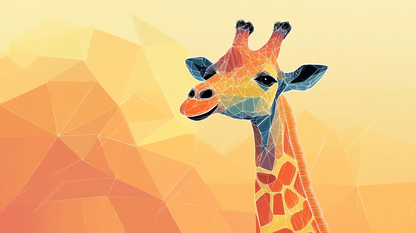 几何风长颈鹿头像插画