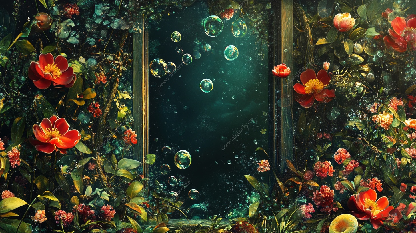 梦幻花卉中的神秘气泡