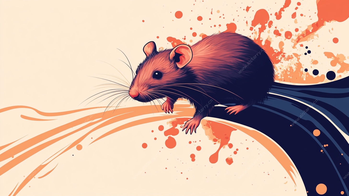 跳跃的棕鼠插画
