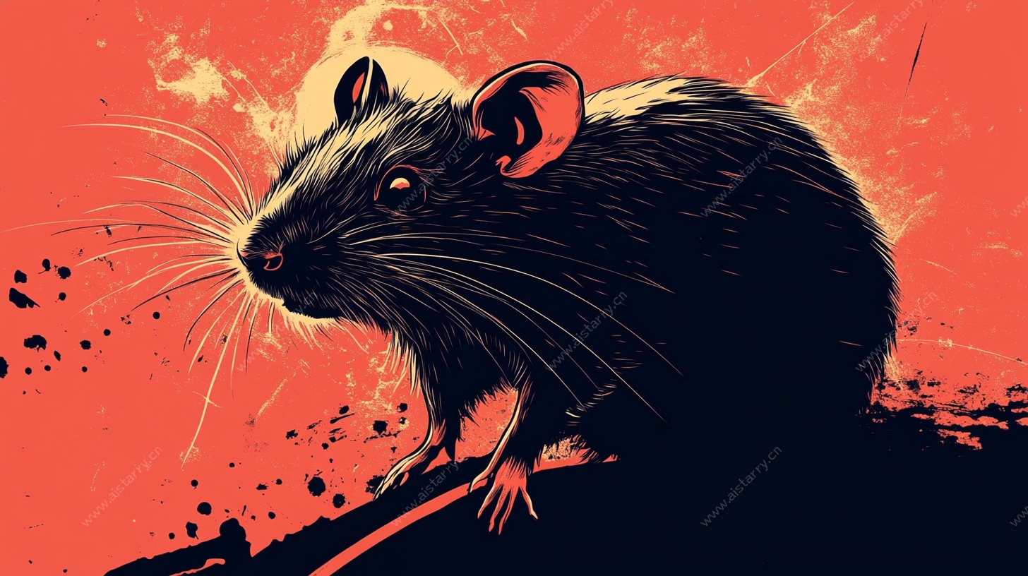 复古风黑鼠插画