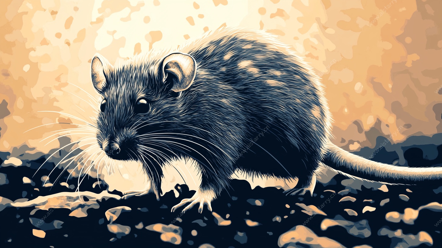 黑鼠碎石场景插画