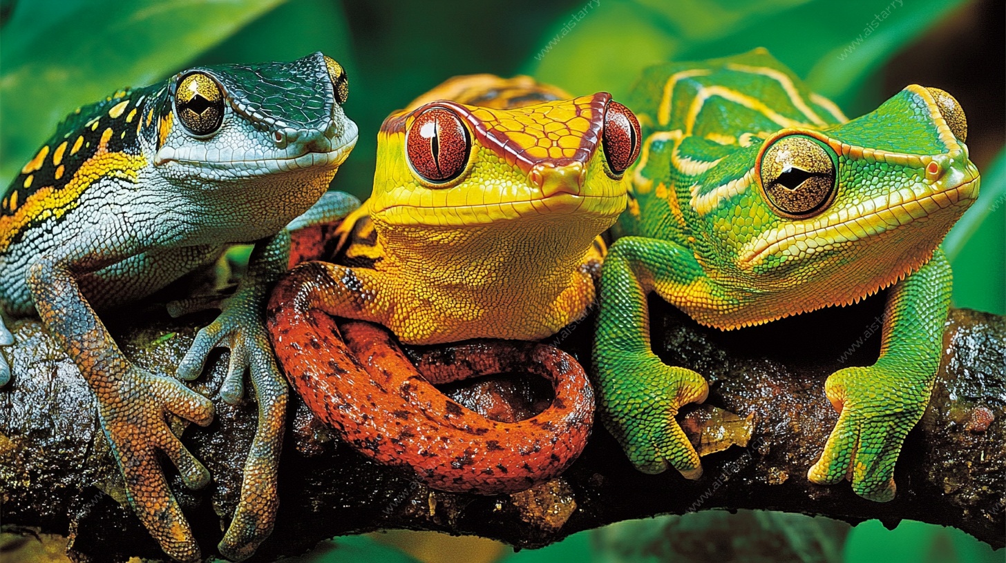 多彩树蛙栖于枝头