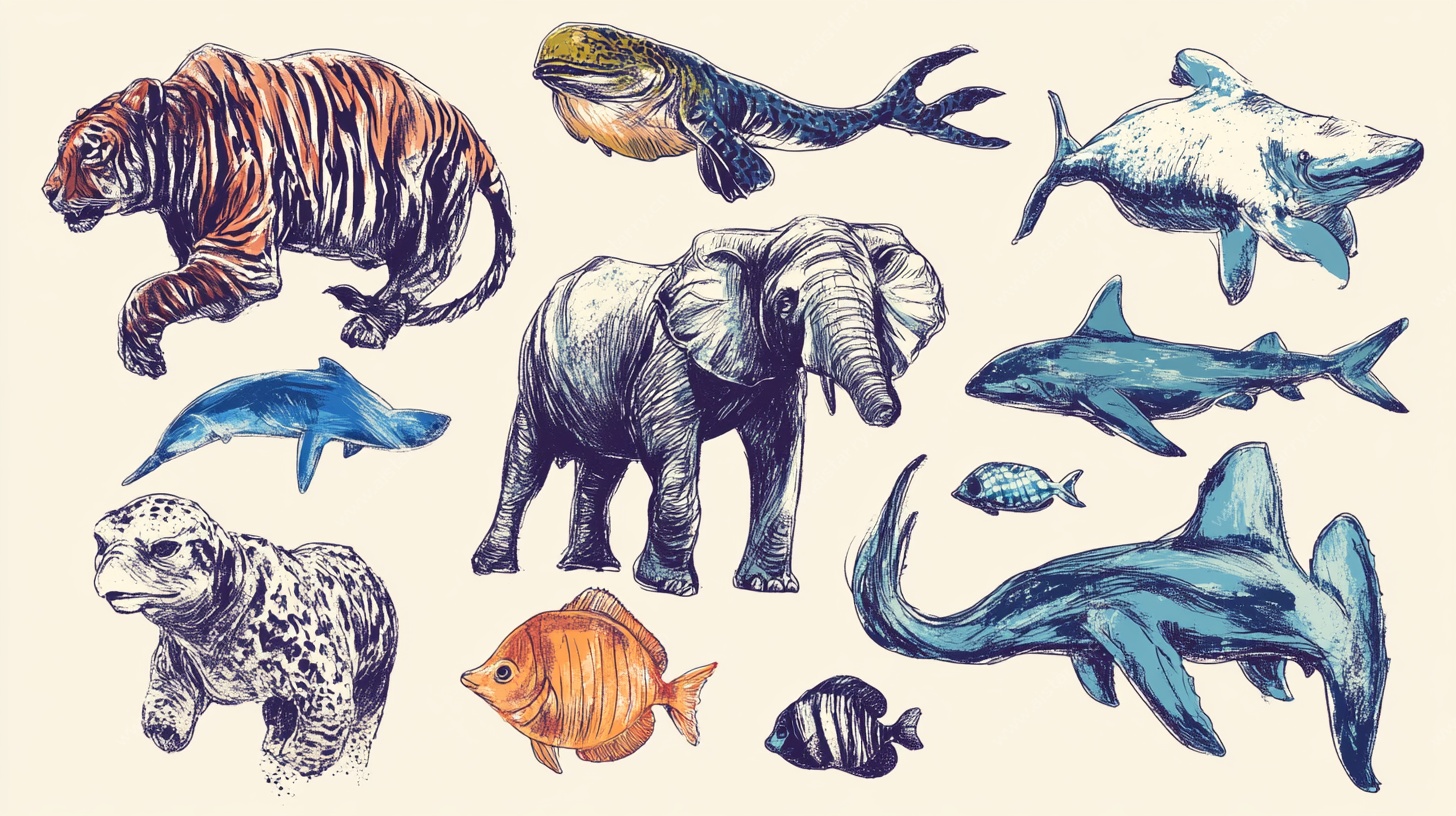 手绘动物插画集合